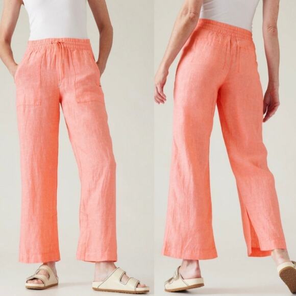 ATHLETA Retreat Linen Wide Leg Pants Peach Sunset 16 - Picture 12 of 12